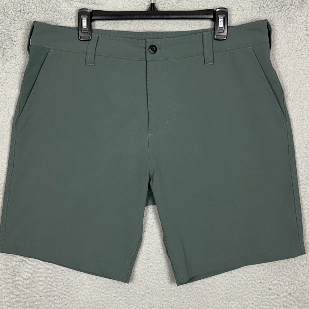 American Giant Shorts Mens 36 Performance Sage Green Chino Tech Flat Front EUC